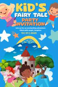 Blue Modern & Minimal Kids Fairy Tale Poster Poster template