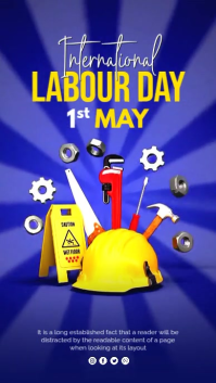 Blue Modern & Minimal Labour Day Celebration Instagram Story Video template