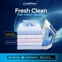 Blue Modern & Minimal Laundry & Dry Cleaning Services  Instagram Post template