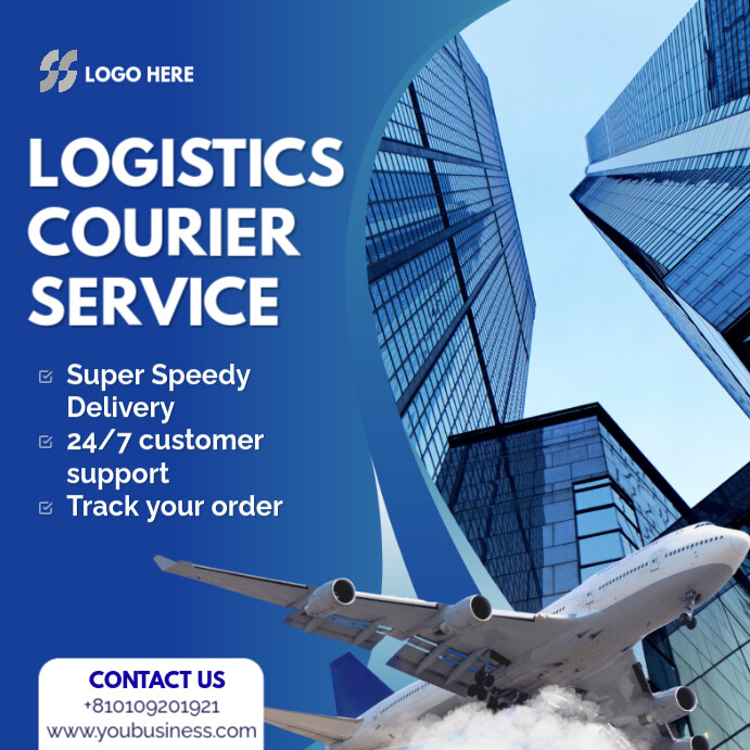 Blue Modern & Minimal Logistic Service Instagram Post template