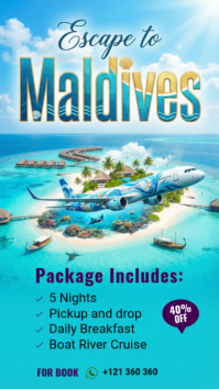 Turquoise Maldives Travel Package เรื่องราวบน Instagram Template