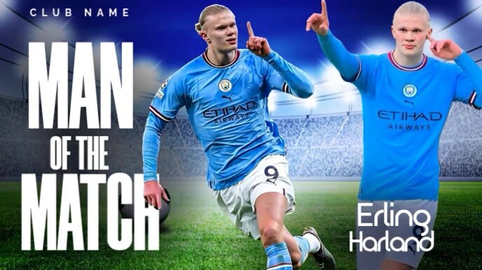 Blue Modern & Minimal Man Of The Match Award  Digital Display (16:9) template