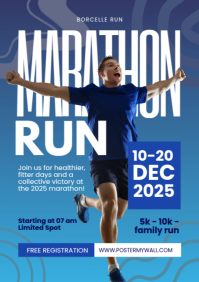 Blue Modern & Minimal Marathon Run Event A4 template