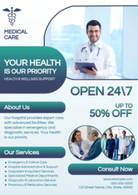 Blue Modern & Minimal Medical Service A2 template