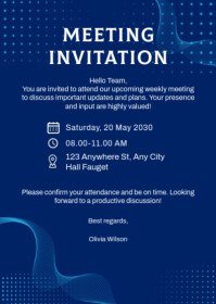Blue Modern & Minimal Meeting Invitation A6 template