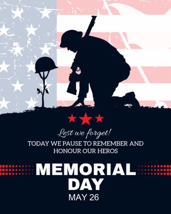 Blue Modern & Minimal Memorial Day Closed Business Sign  Instagram Portrait template
