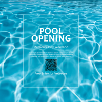 Blue Modern & Minimal Memorial Day Pool Opening Instagram Post Instagram-opslag template