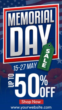 Blue Modern & Minimal Memorial Day Sale Instagram Story Video Instagram-verhaal template