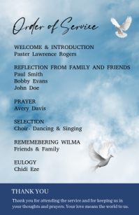 Blue Memorial Service Halbe Seite breit Template