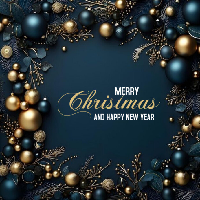 Copy of Blue Modern & Minimal Merry Christmas And A New Year Wishes ...