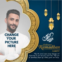 Blå Ramadhan Greeting Instagram-opslag Template