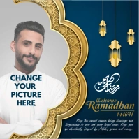 Blue Modern & Minimal Mockup Welcome Ramadan  Instagram Post template