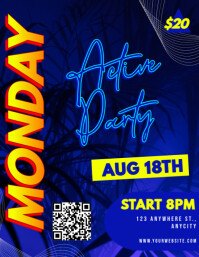 Blue Modern & Minimal Monday Active Party Pamflet (letter As) Volante (Carta US) template