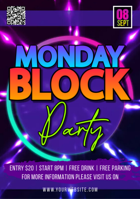 Blue Modern & Minimal Monday Block Party A2 template