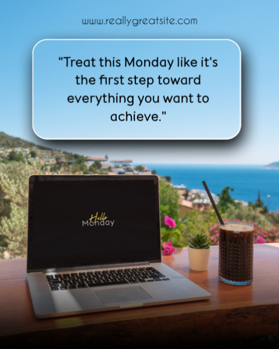Blue Modern & Minimal Monday Motivation Quote Instagram Portrait ...