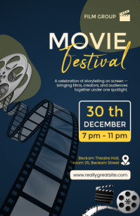 Blue Modern & Minimal Movie Festival Half Page Wide Halv side bred template