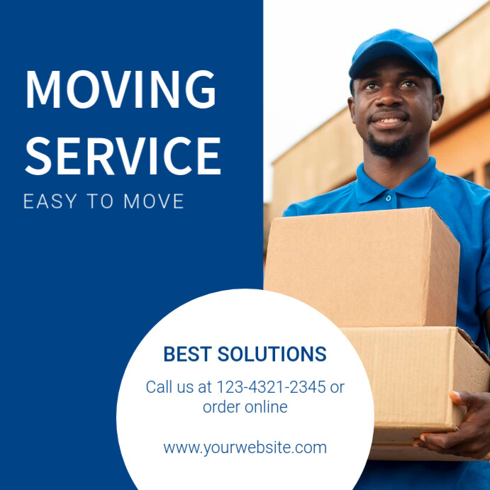 Blue Modern & Minimal Moving Service Instagram Post Template | PosterMyWall