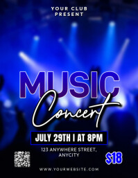Blue Modern & Minimal Music Concert Flyer (us Letter) template