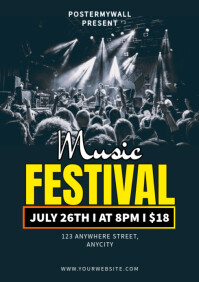 Blue Modern & Minimal Music Festival A4 template