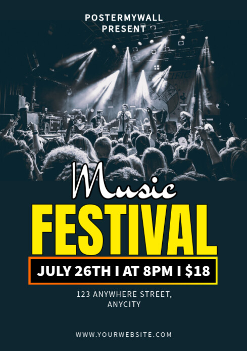 Blue Modern & Minimal Music Festival A4 template