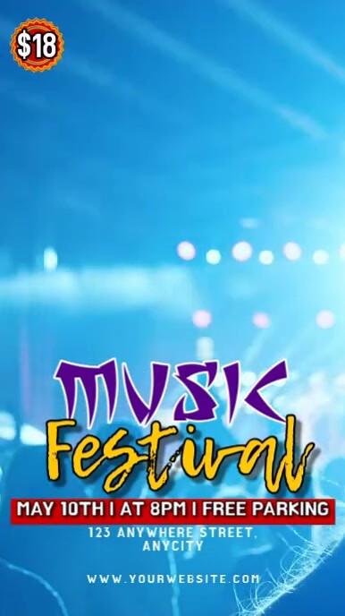 Blue Modern & Minimal Music Festival Reel Instagram template