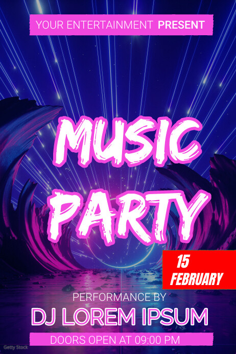 Blue Modern & Minimal Music Party Event Poste 海报 template