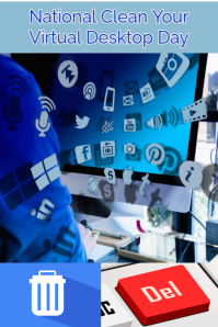 Blue Modern & Minimal National Clean Your Virtual Desktop Day Poster template