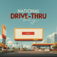 Blue Modern & Minimal National Drive-thru Day Instagram Post template