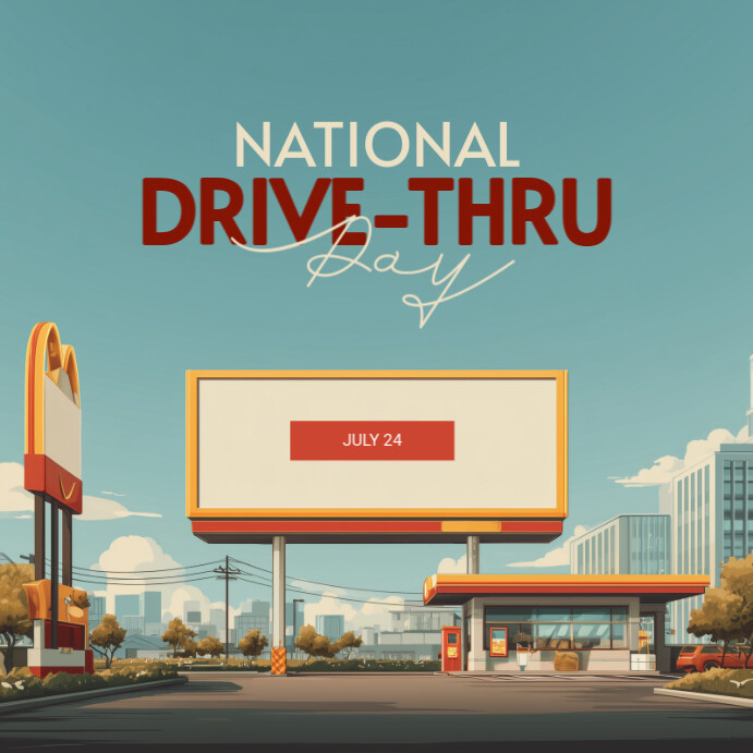 Blue Modern & Minimal National Drive-thru Day Instagram Post template