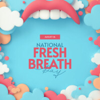 Blue Modern & Minimal National Fresh Breath Day Instagram Post Instagram-bericht template