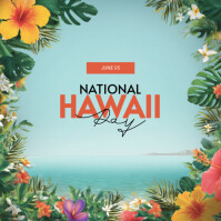 Blue Modern & Minimal National Hawaii Day Instagram Post template