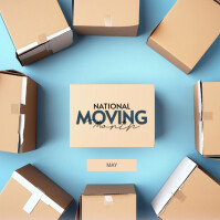 Blue National Moving Month Instagram Post Template