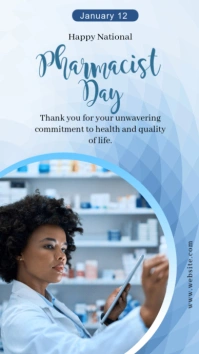 Blue Modern & Minimal National Pharmacist Day Instagram Story template