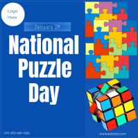 Azul Blue Modern & Minimal National Puzzle Day Instagram Post Instagram Post Template