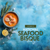 Blå National Seafood Bisque Day Message Instagram Template
