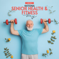 Blue Modern & Minimal National Senior Health & Fitness Day Instagram Post template