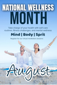 Blue Modern & Minimal National Wellness Month Poster Iphosta template