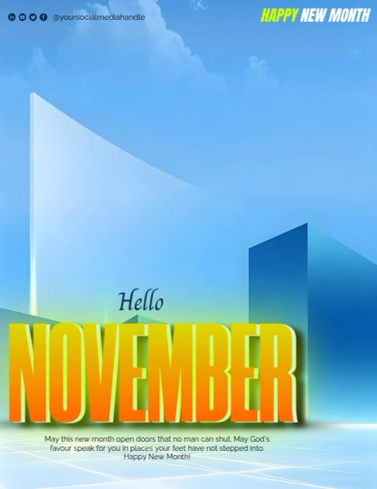 Blue New Month Greeting Flyers Template | PosterMyWall