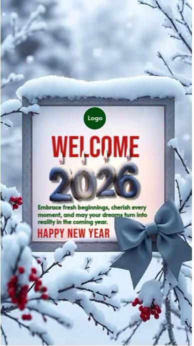 Blue Modern & Minimal New Year 2026 Celebration Frame Flyer Template ...