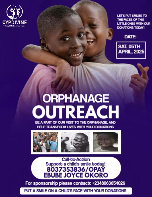 Blue Modern & Minimal Orphanage Outreach Flyer (us Letter) Template ...