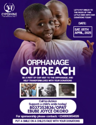 Blue Modern & Minimal Orphanage Outreach  Flyer (us Letter) template