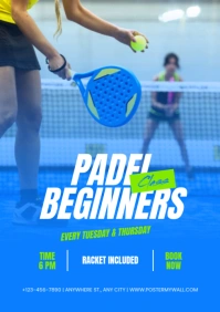Blue Modern & Minimal Padel Beginners Class A4 template