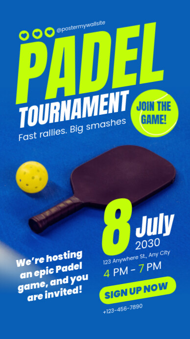 Blue Modern & Minimal Padel Tournament Instagram Story template