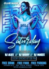 Blue Modern & Minimal Party A3 template