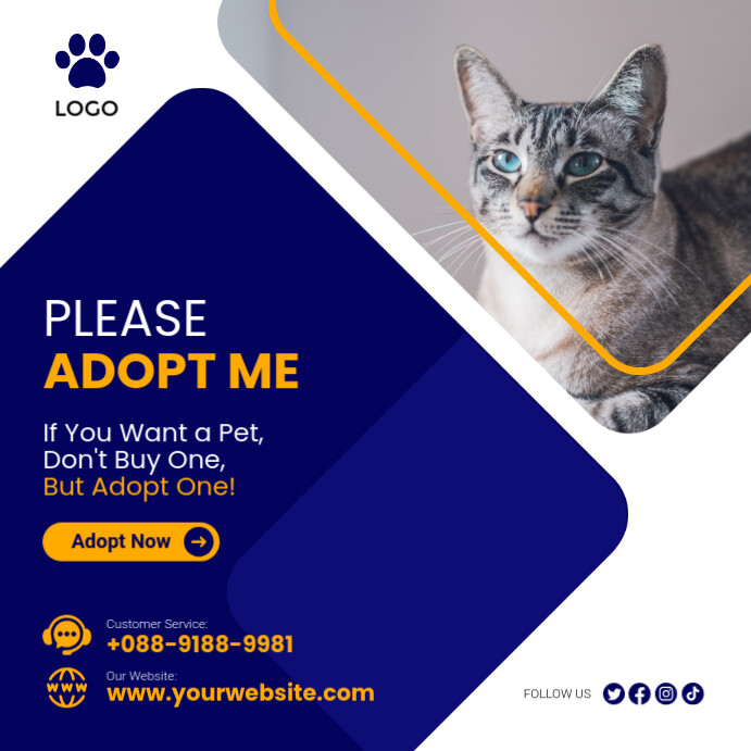 Blue Modern & Minimal Pet Adoption Instagram Post Template | PosterMyWall