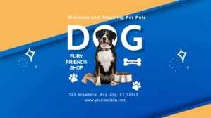 Bleu Blue Modern & Minimal Pet Care Shop Digital D Ekran reklamowy Template