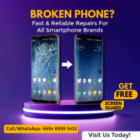 Blue Modern & Minimal Phone Repair Services Instagram Post template
