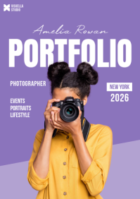 สีน้ำเงิน Photography Portfolio A4 Template - Page 1