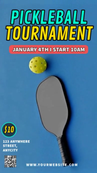 Blue Pickleball Tournament เรื่องราวบน Instagram Template