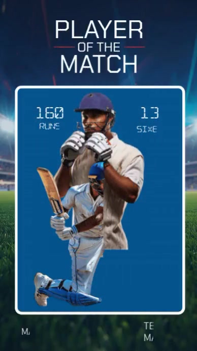 Blue Modern & Minimal Player Of The Match Instagram Story template